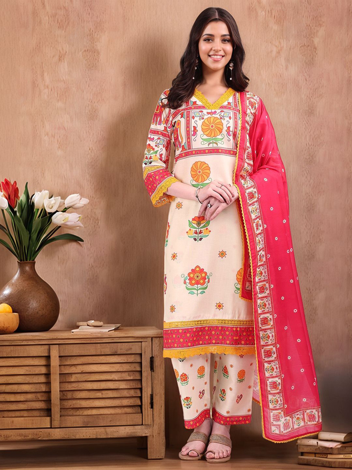 Image of ANOUK Women Kurta Pant Dupatta Set
