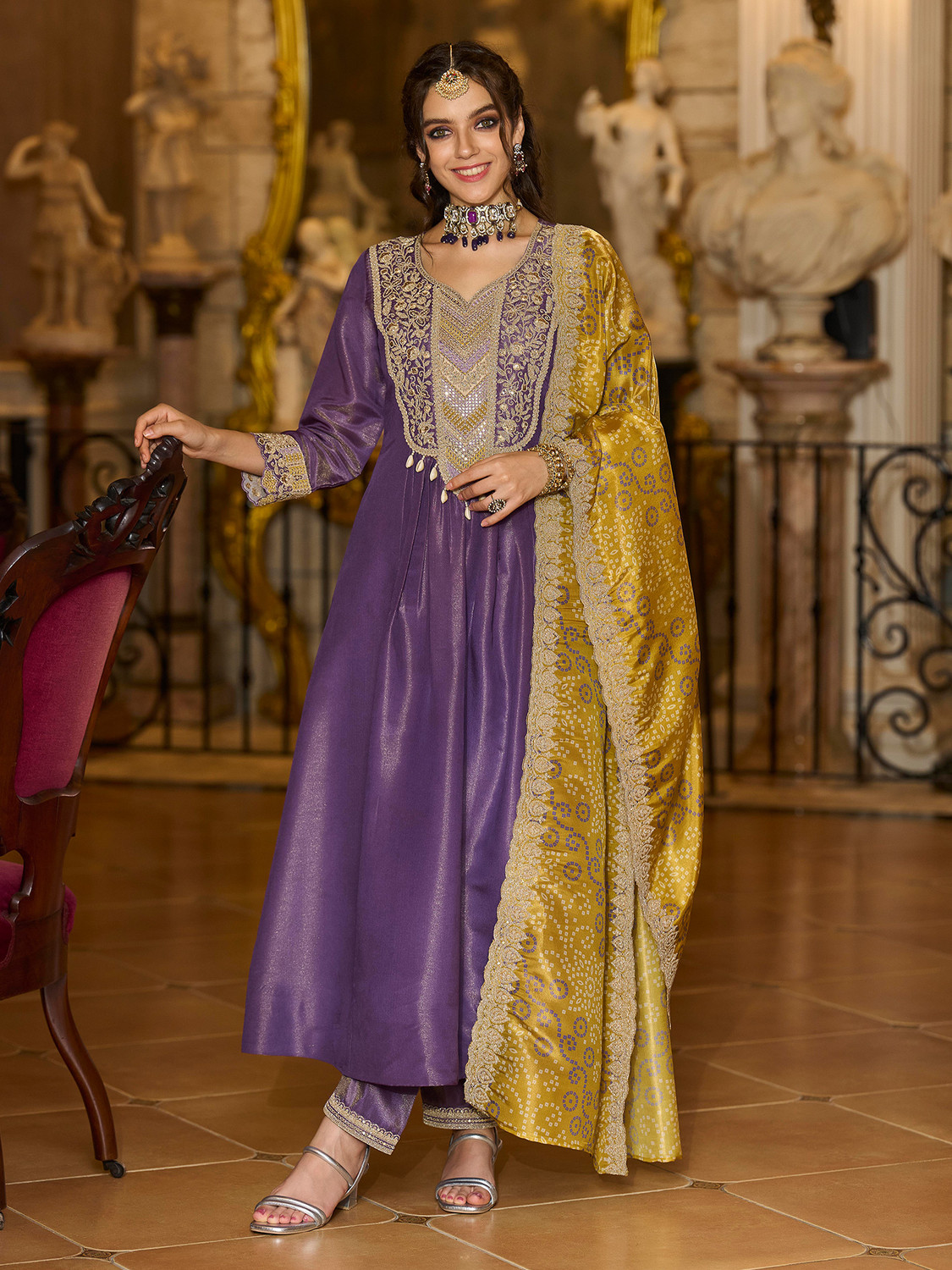 Image of Indo Era Women Kurta Pant Dupatta Set