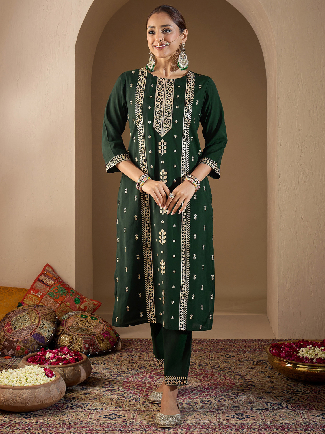 Image of Indo Era Women Kurta Pant Dupatta Set