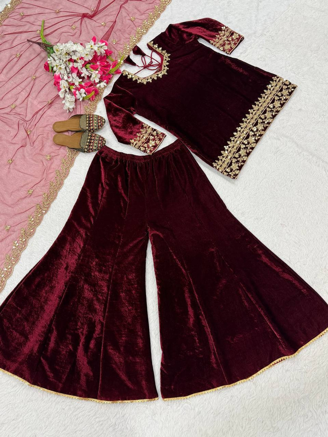 Image of Mahi Fashion Women Kurta Sharara Attached Dupatta Set