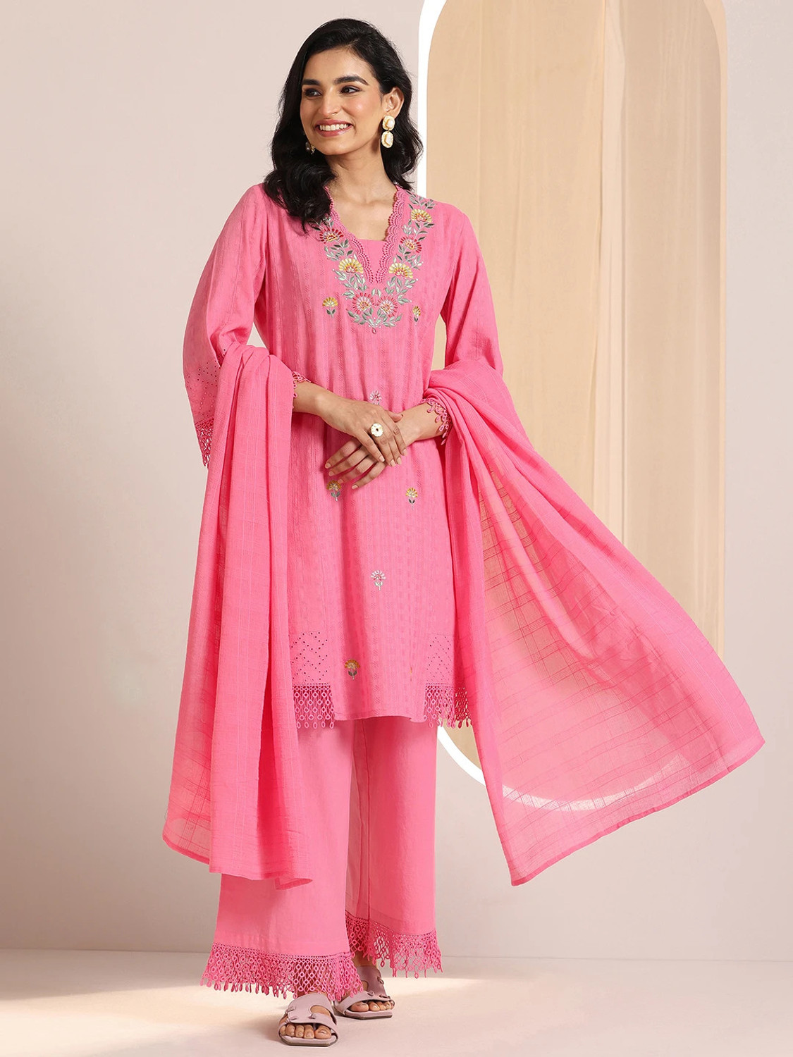Image of LIBAS Women Kurta Palazzo Dupatta Set