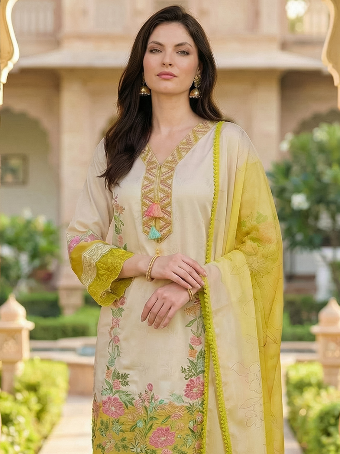 Image of Indo Era Women Kurta Pant Dupatta Set