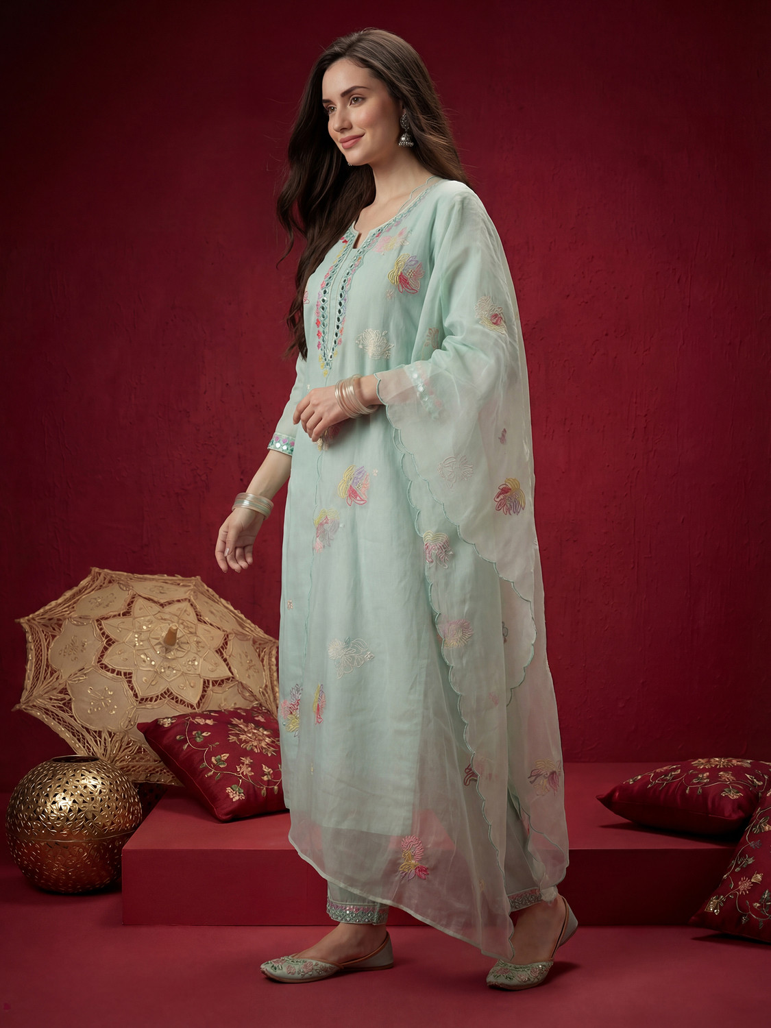 Image of Indo Era Women Kurta Pant Dupatta Set