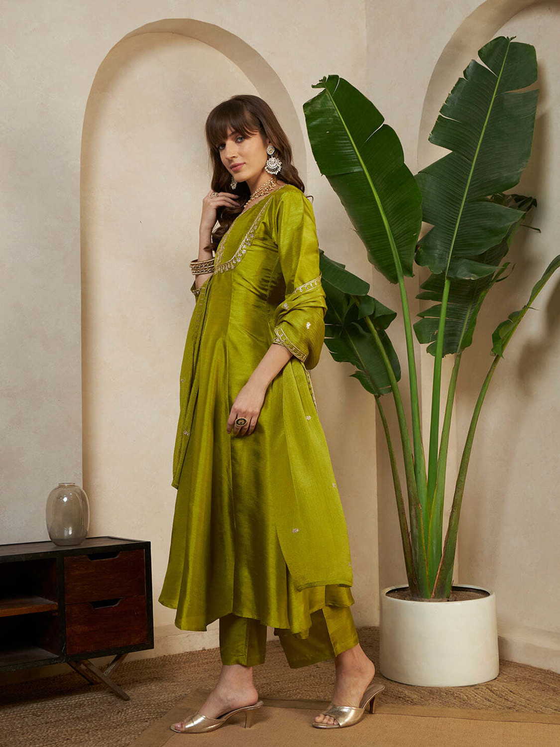 Image of Sheetal Associates Women Pure Silk Kurti Pant Dupatta Set