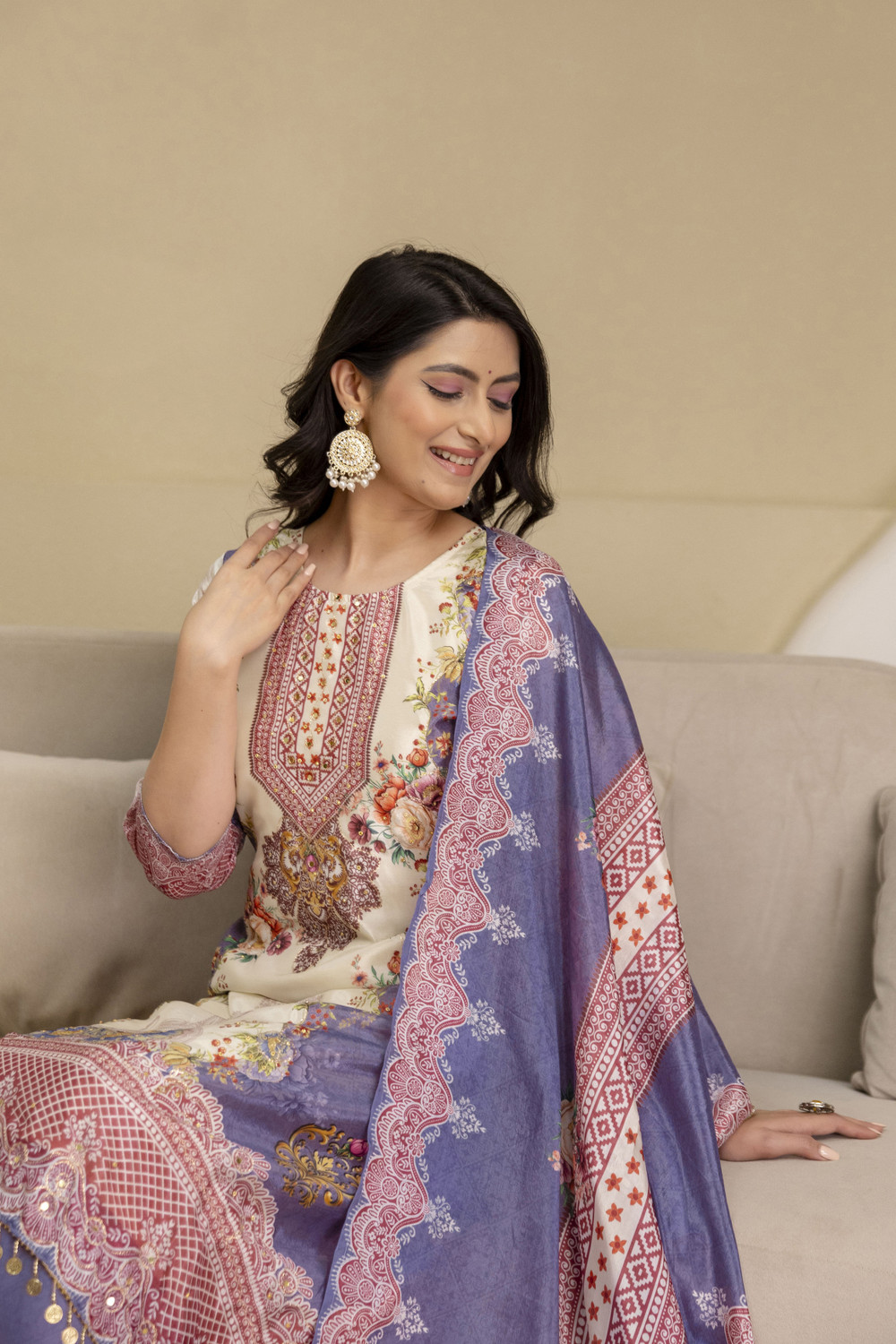 Image of berrylicious Women Kurta Palazzo Dupatta Set