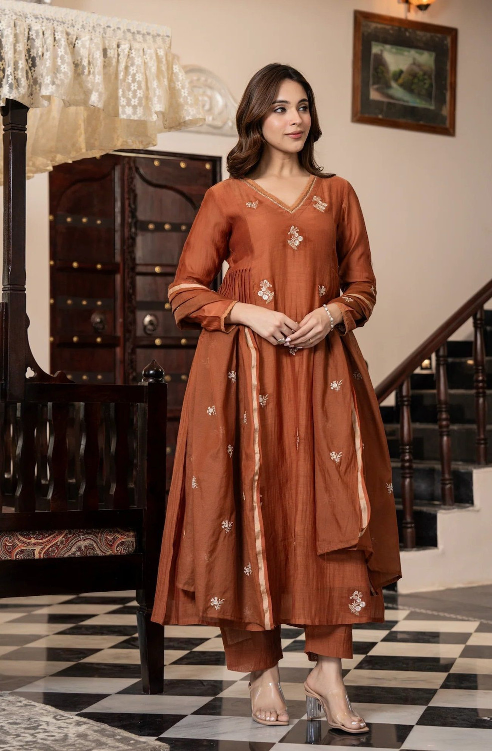 Image of Nermosa Women Kurta Pant Dupatta Set