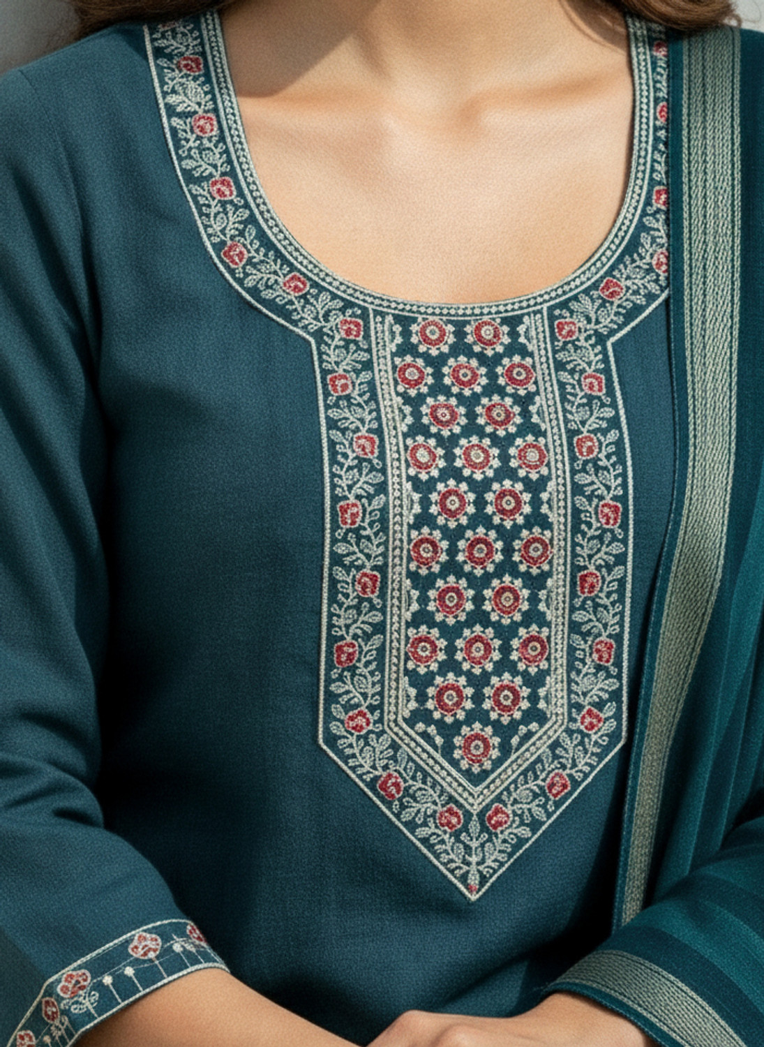 Image of IBRANA Women Kurta Pant Dupatta Set