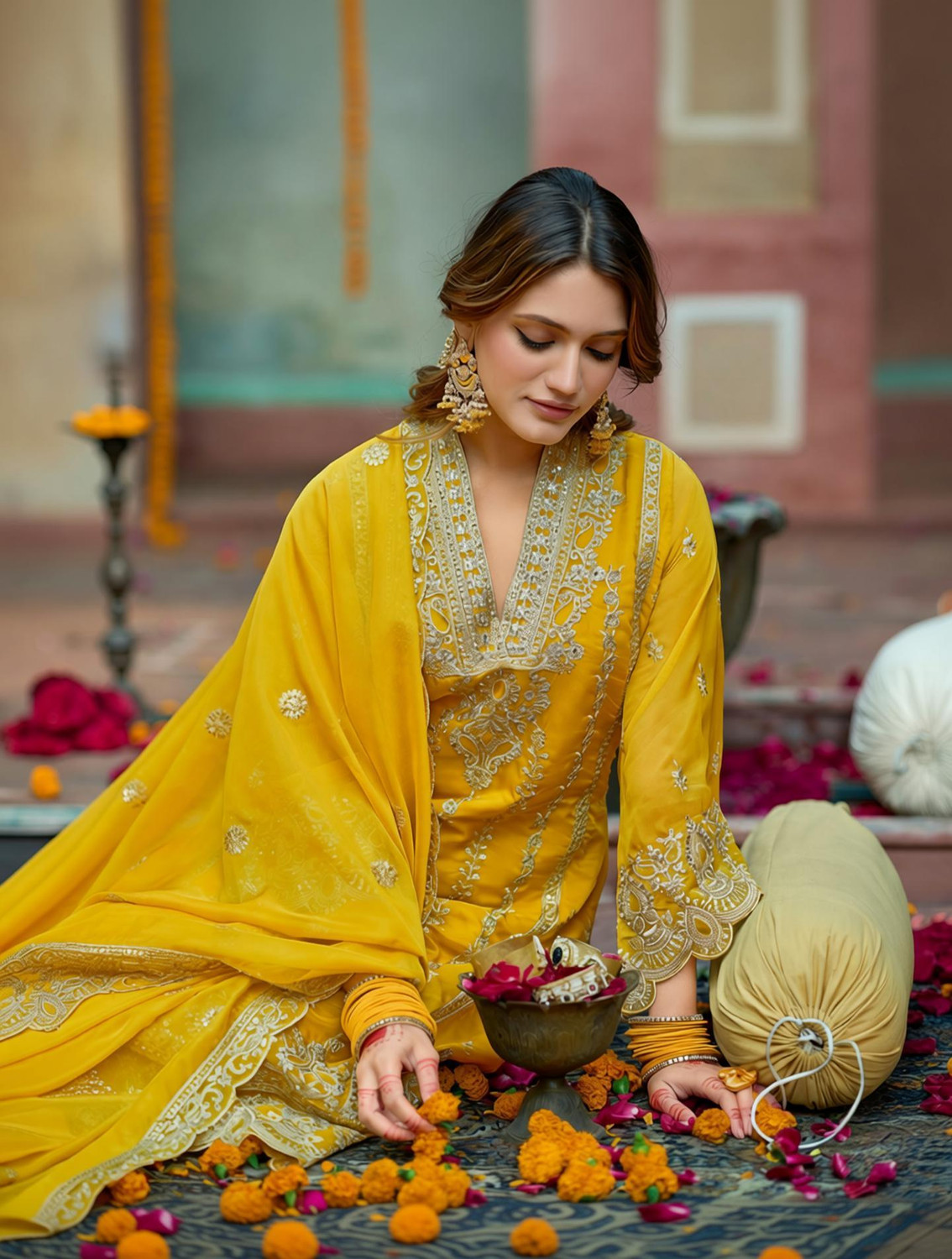 Image of Indo Era Women Kurta Pant Dupatta Set