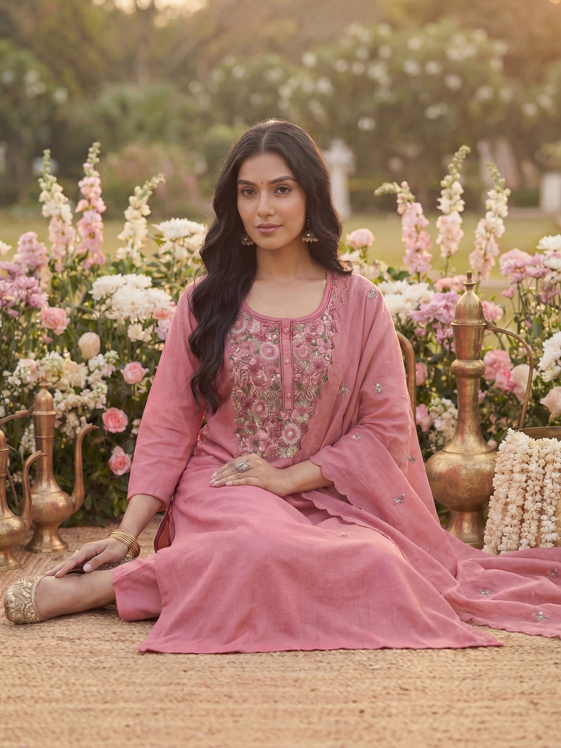 Image of Indo Era Women Kurta Pant Dupatta Set