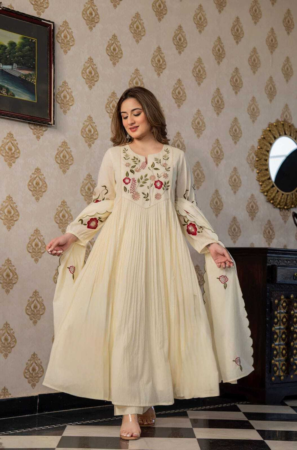 Image of VIEW CREATION Women Kurta Pant Dupatta Set
