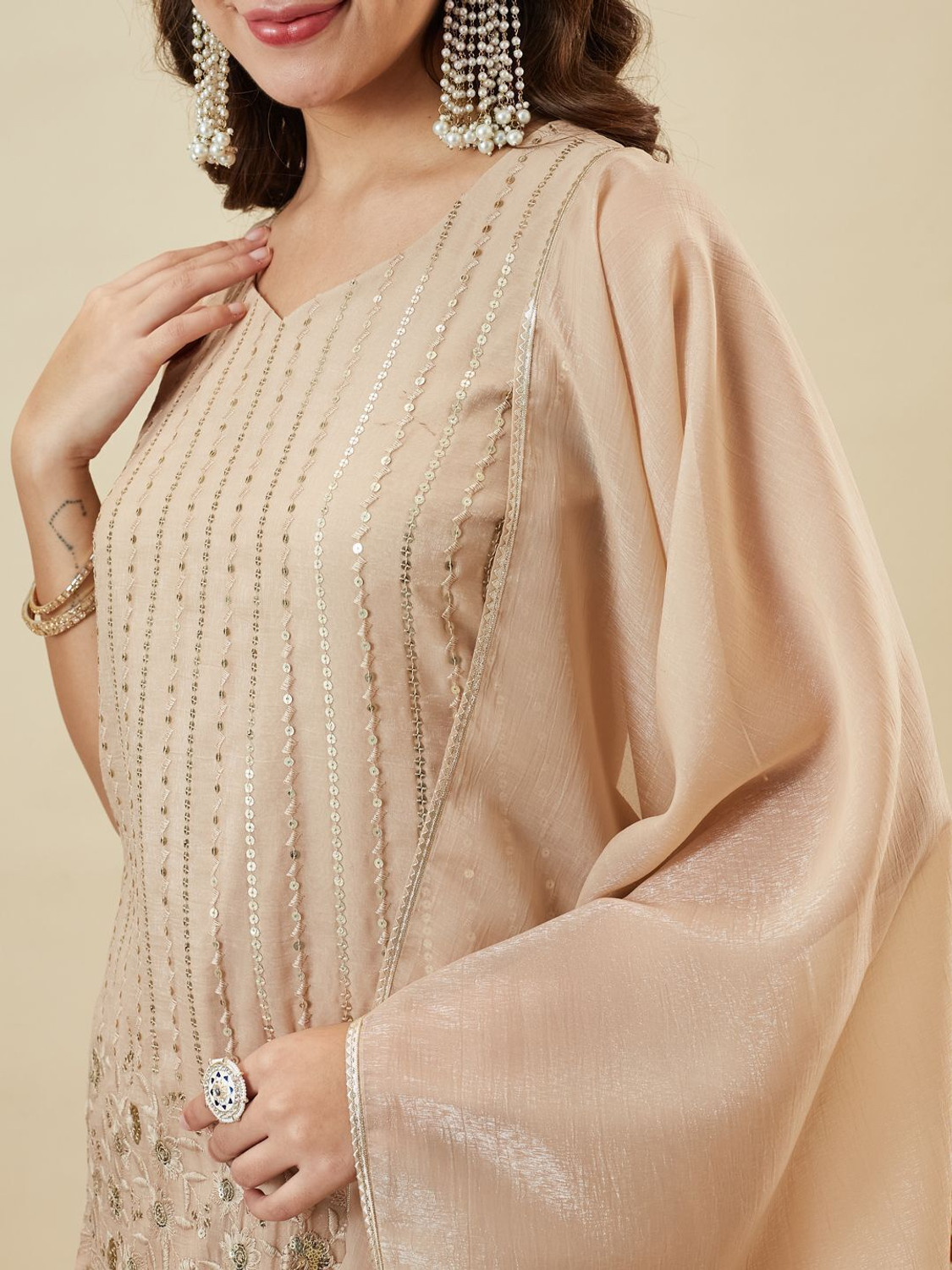 Image of MOKOSH Women Kurta Sharara Dupatta Set