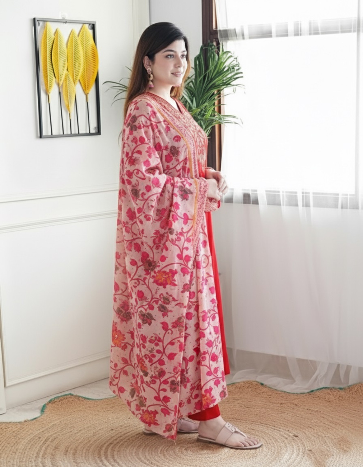 Image of Nermosa Women Kurta Pant Dupatta Set