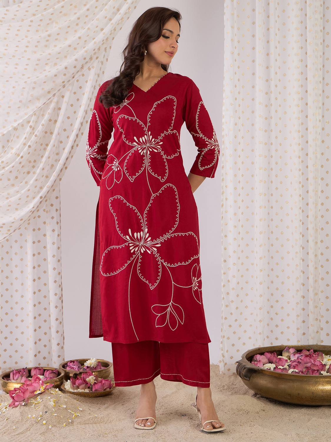 Image of Indo Era Women Kurta Palazzo Set