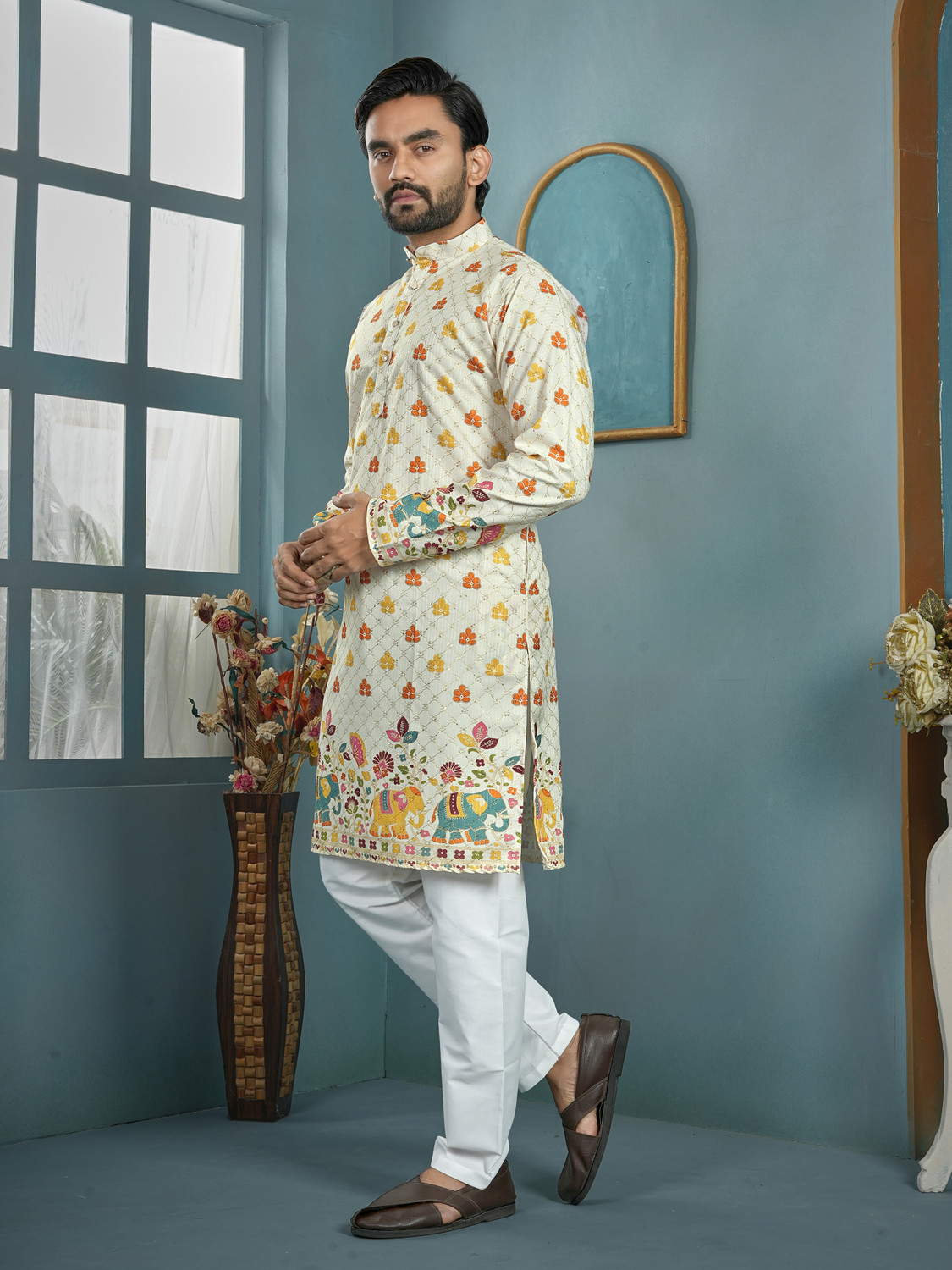 Image of CELLUX Men Kurta Pyjama Set