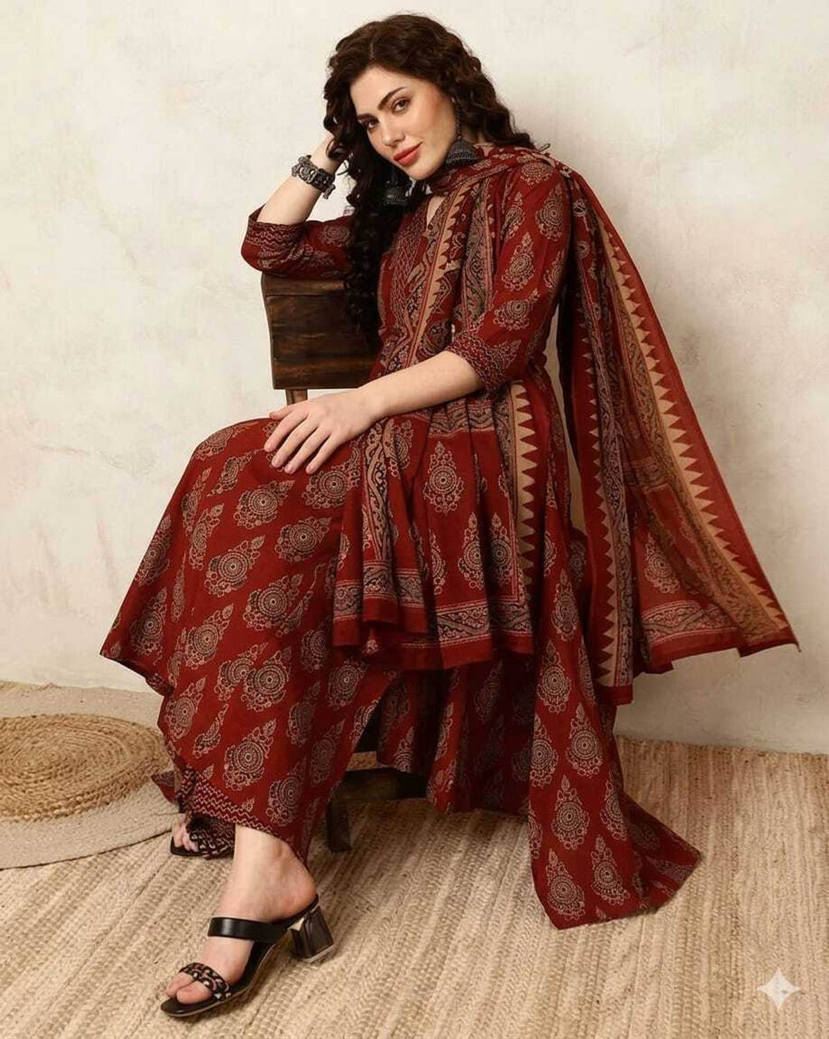 Image of Sri vastra Women Kurti Pant Dupatta Set