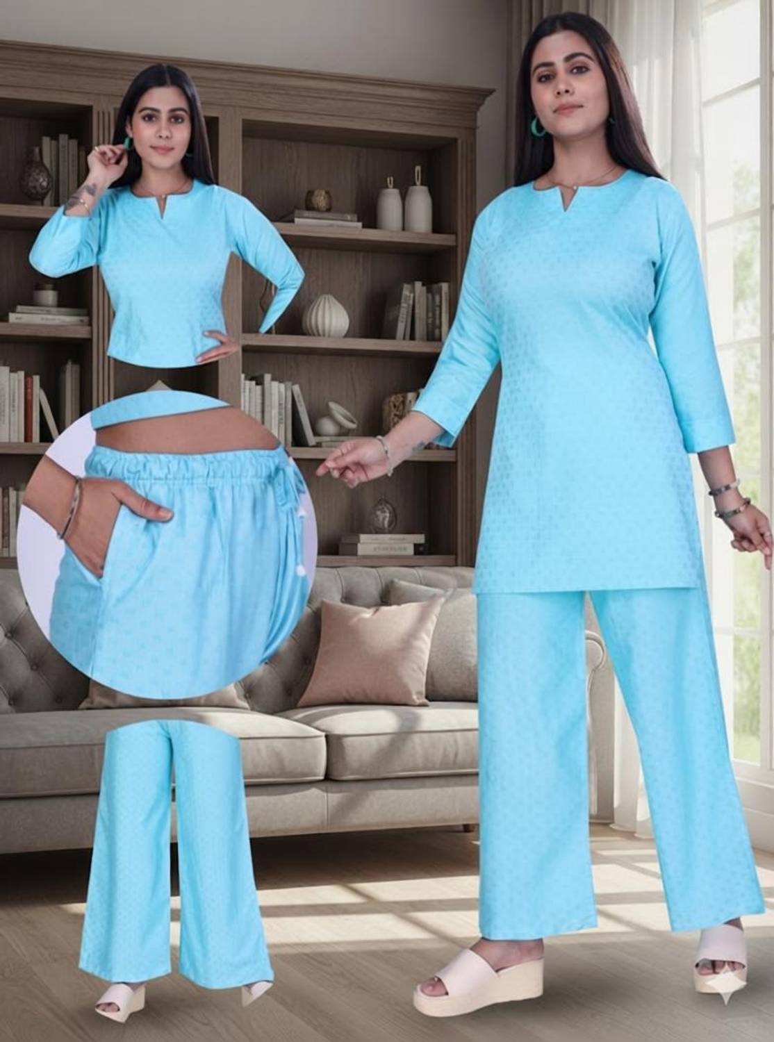 4K FASHION Women Crop Top Palazzo Set