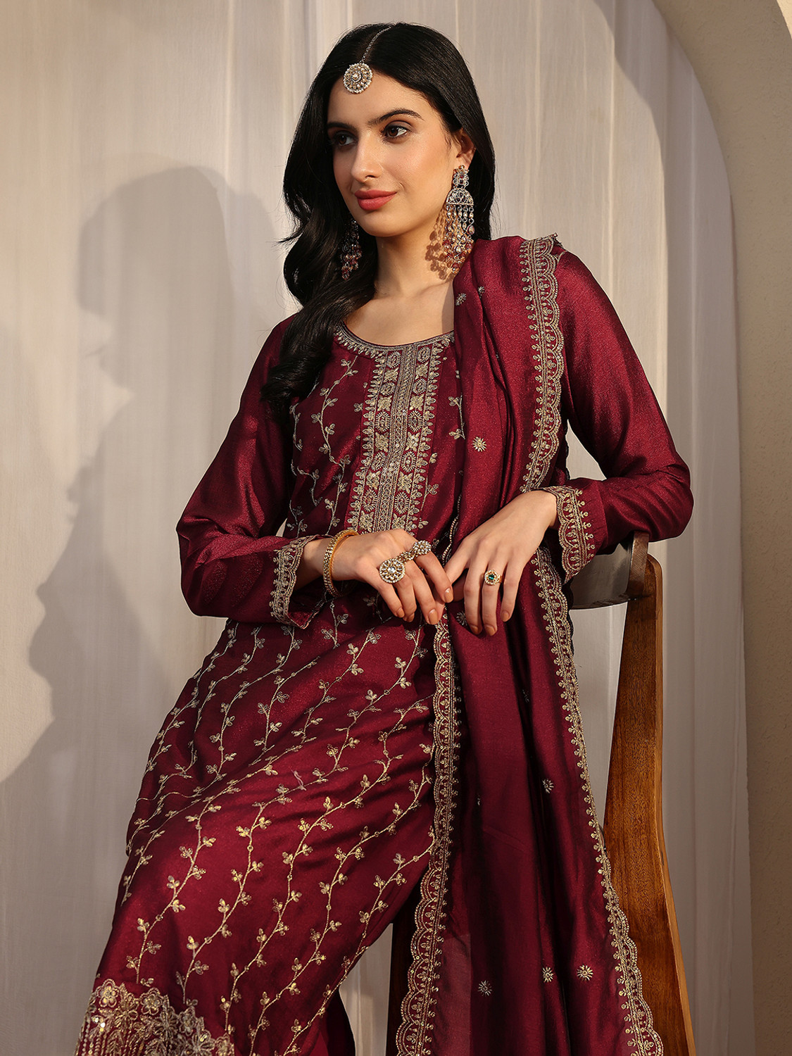 Image of LIBAS Women Kurta Palazzo Dupatta Set