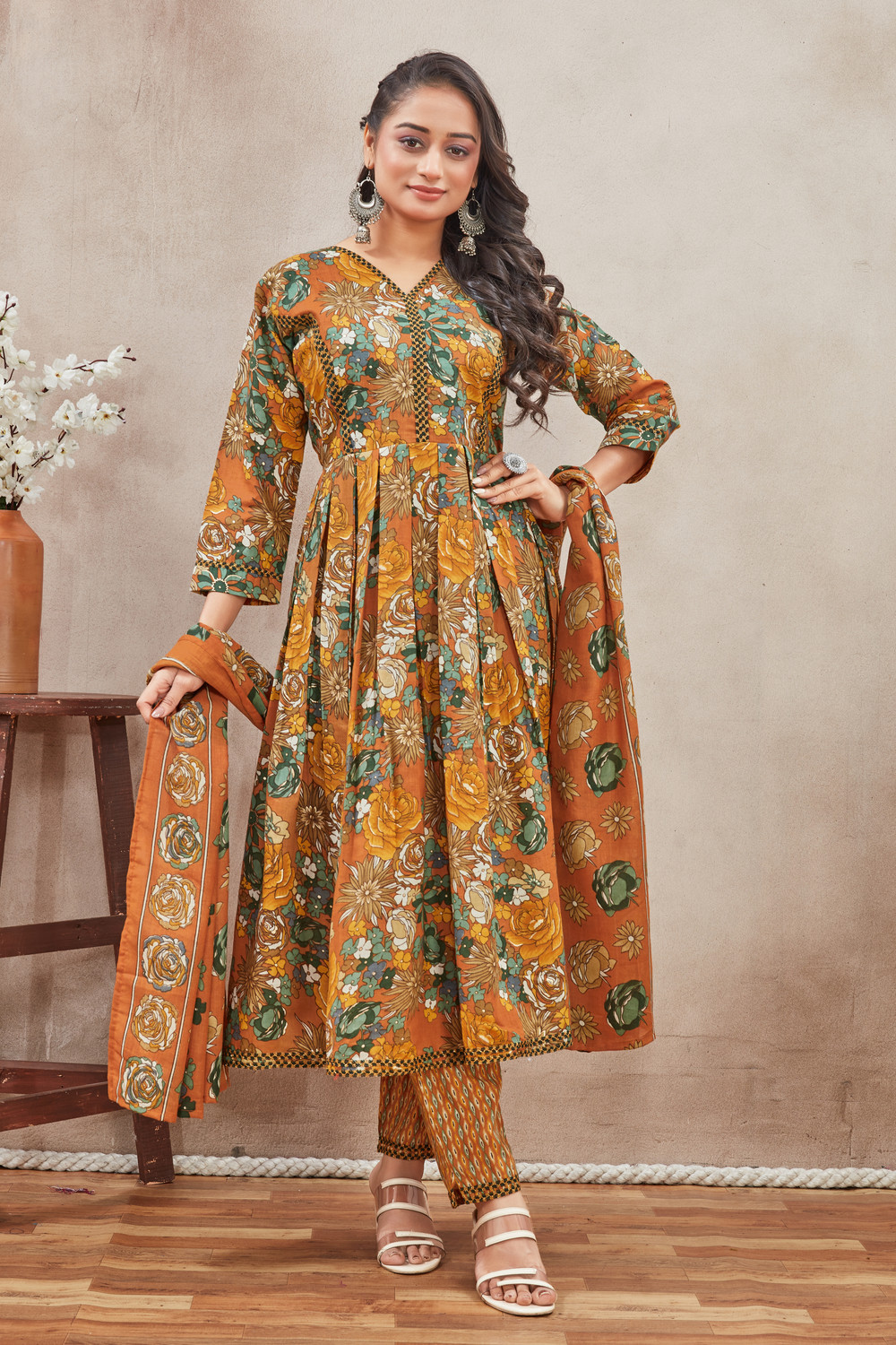 Image of BLACK PATTI Women Kurti Pant Dupatta Set
