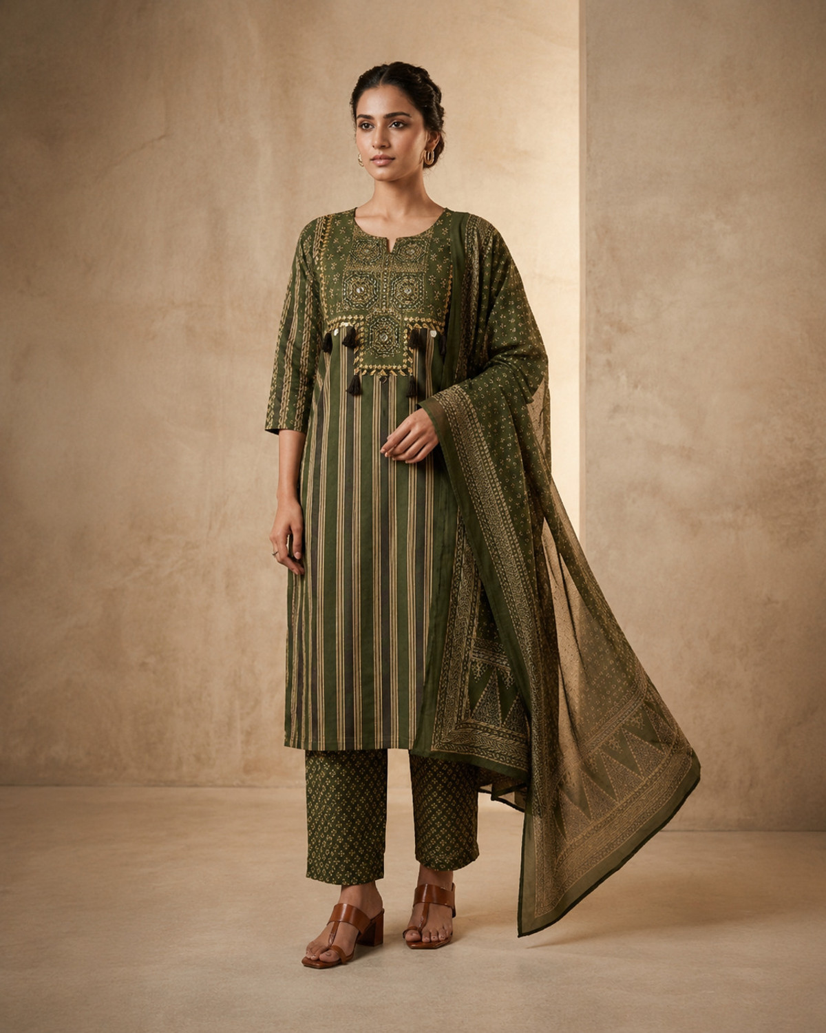 Image of S4K Women Kurta Pant Dupatta Set