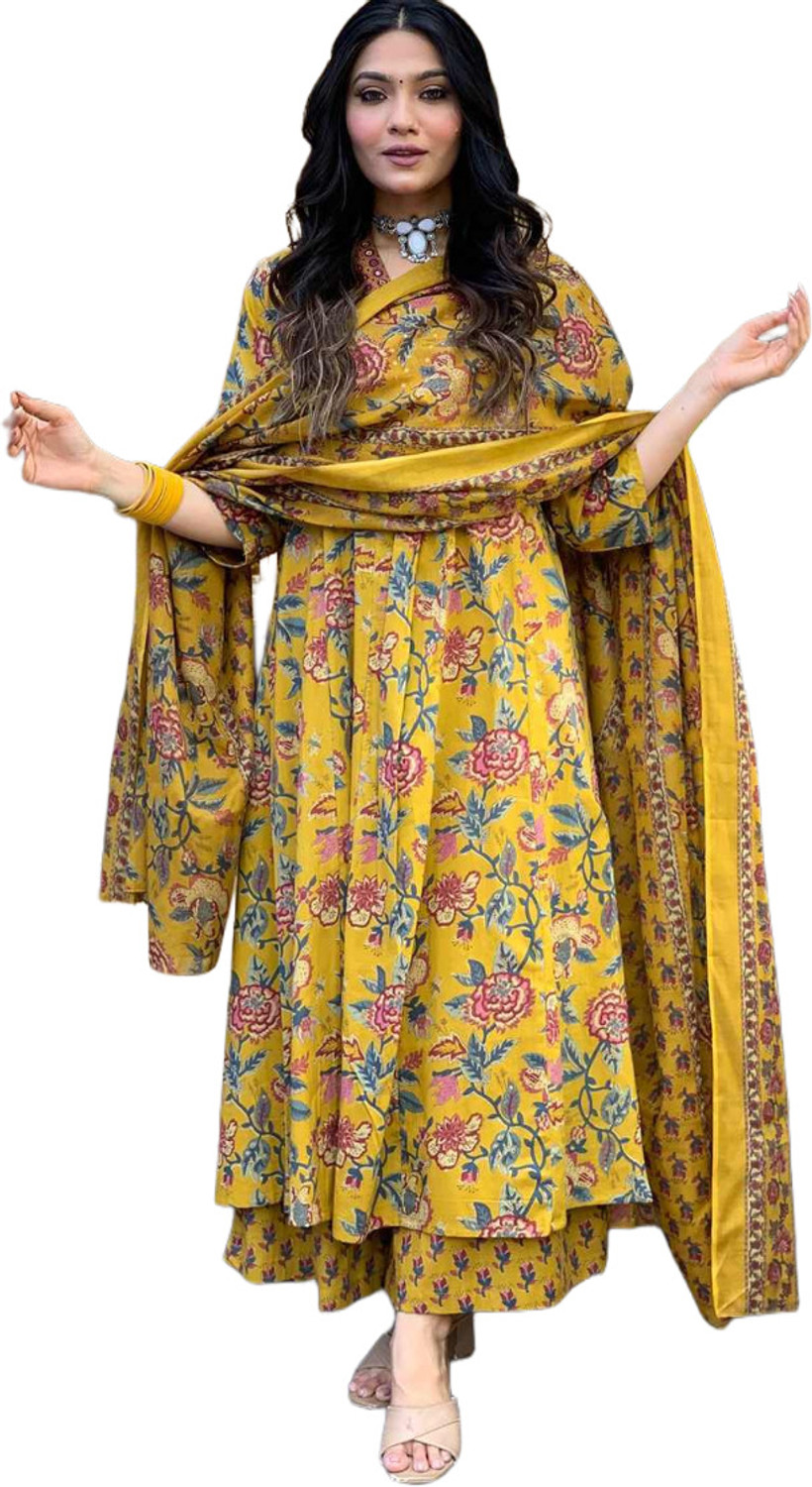 Image of BAMSOM WEAR Women Kurti Palazzo Dupatta Set