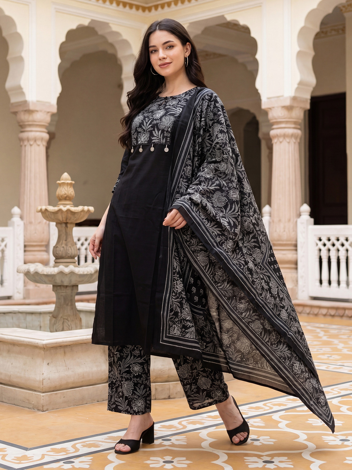 Image of Indo Era Women Kurta Pant Dupatta Set