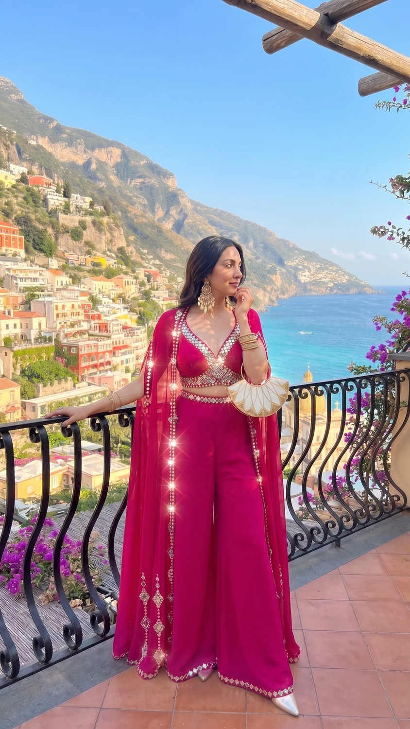 Image of Starly Women Crop Top Palazzo Ethnic Jacket Set