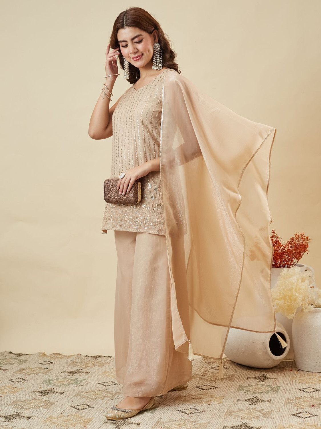 Image of MOKOSH Women Kurta Sharara Dupatta Set