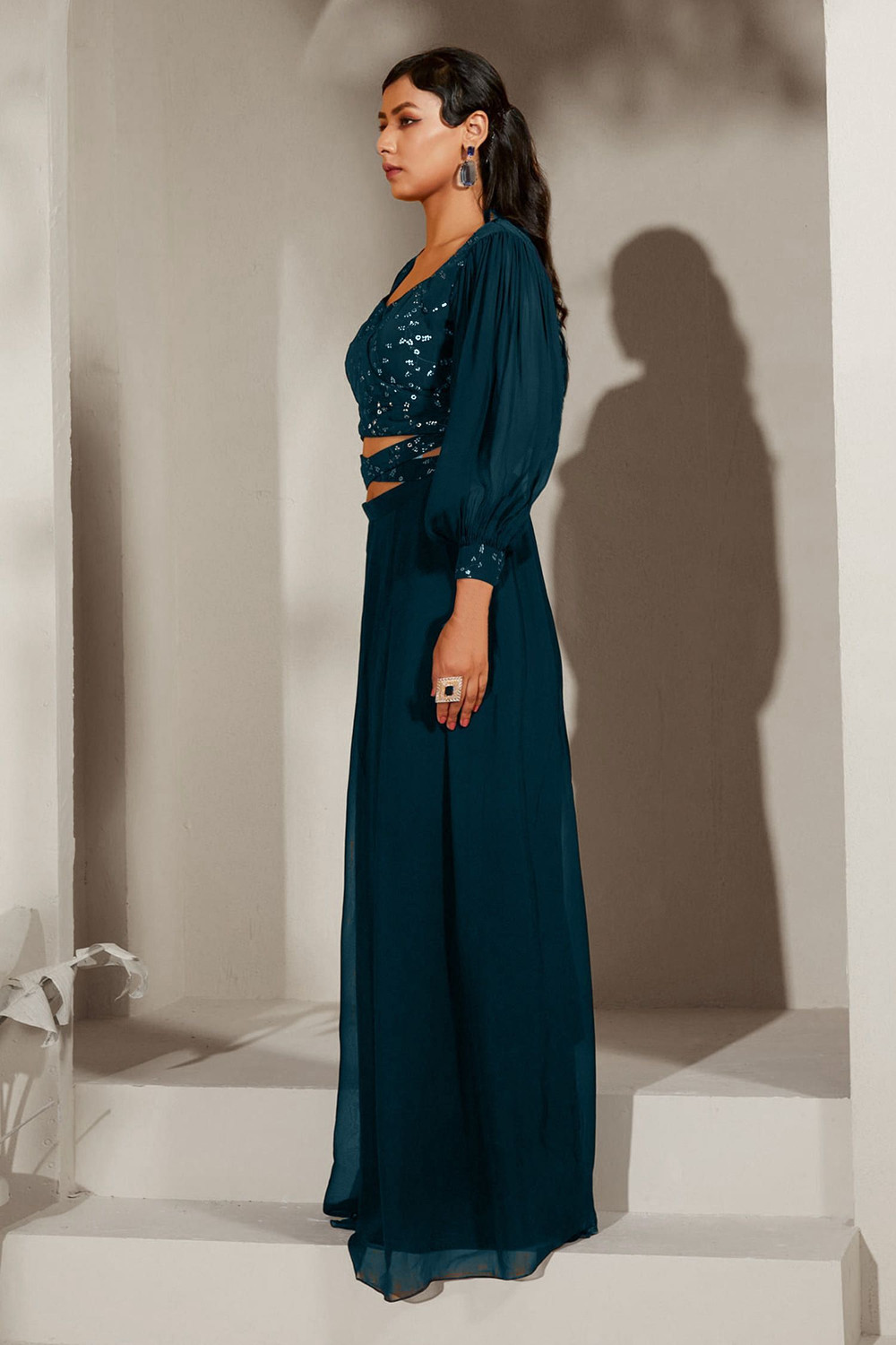Image of SANCIA Women Ethnic Top Palazzo Set