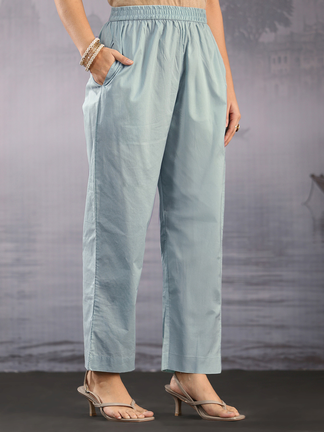 Image of LIBAS Women Chanderi Kurta Pant Dupatta Set