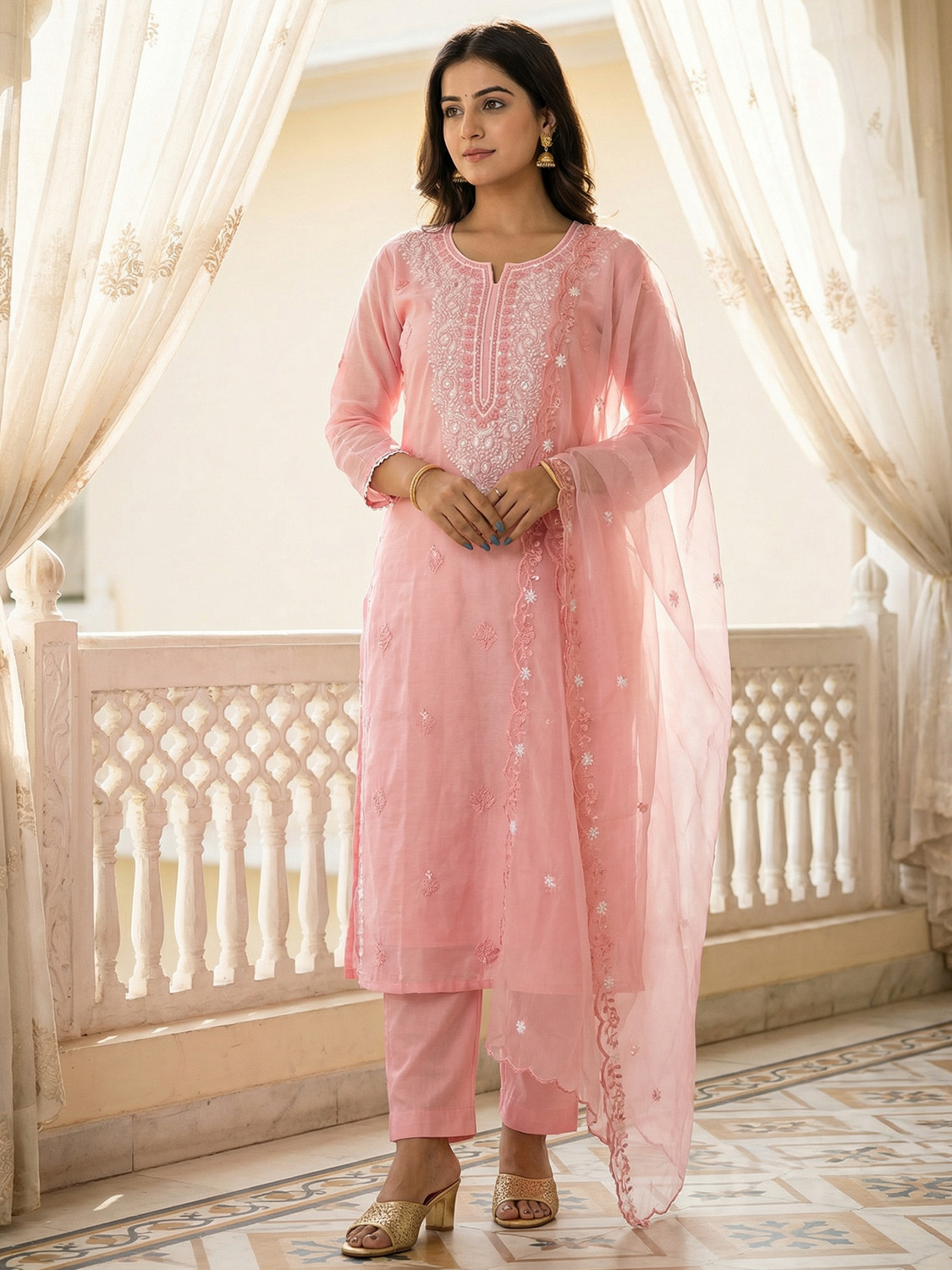 Image of Indo Era Women Kurta Pant Dupatta Set
