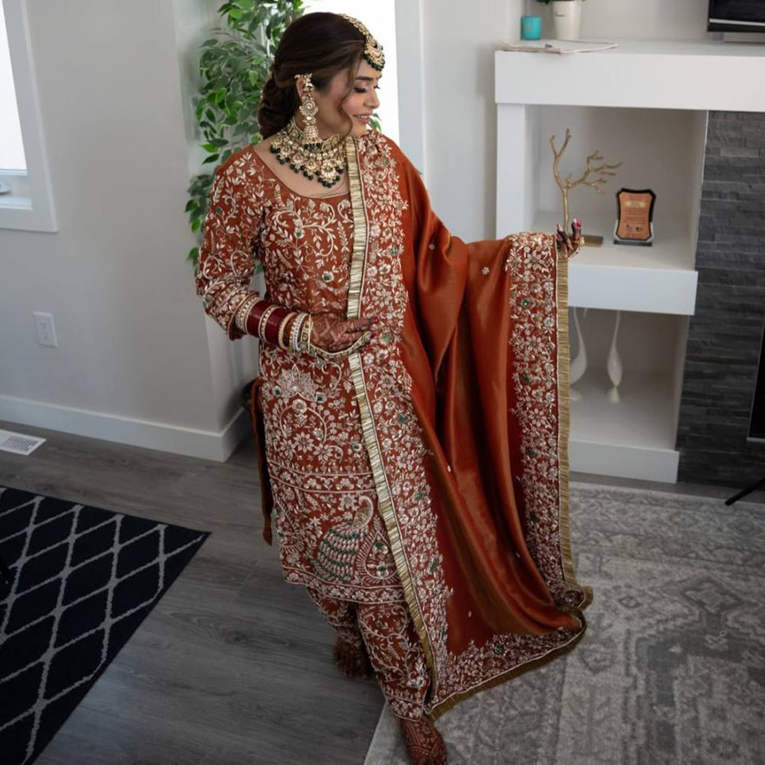 Image of ADOLTEXTILE Women Ethnic Top Palazzo Dupatta Set