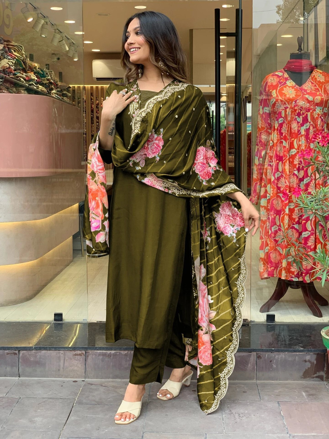 Image of Pink She Women Kurta Pant Dupatta Set