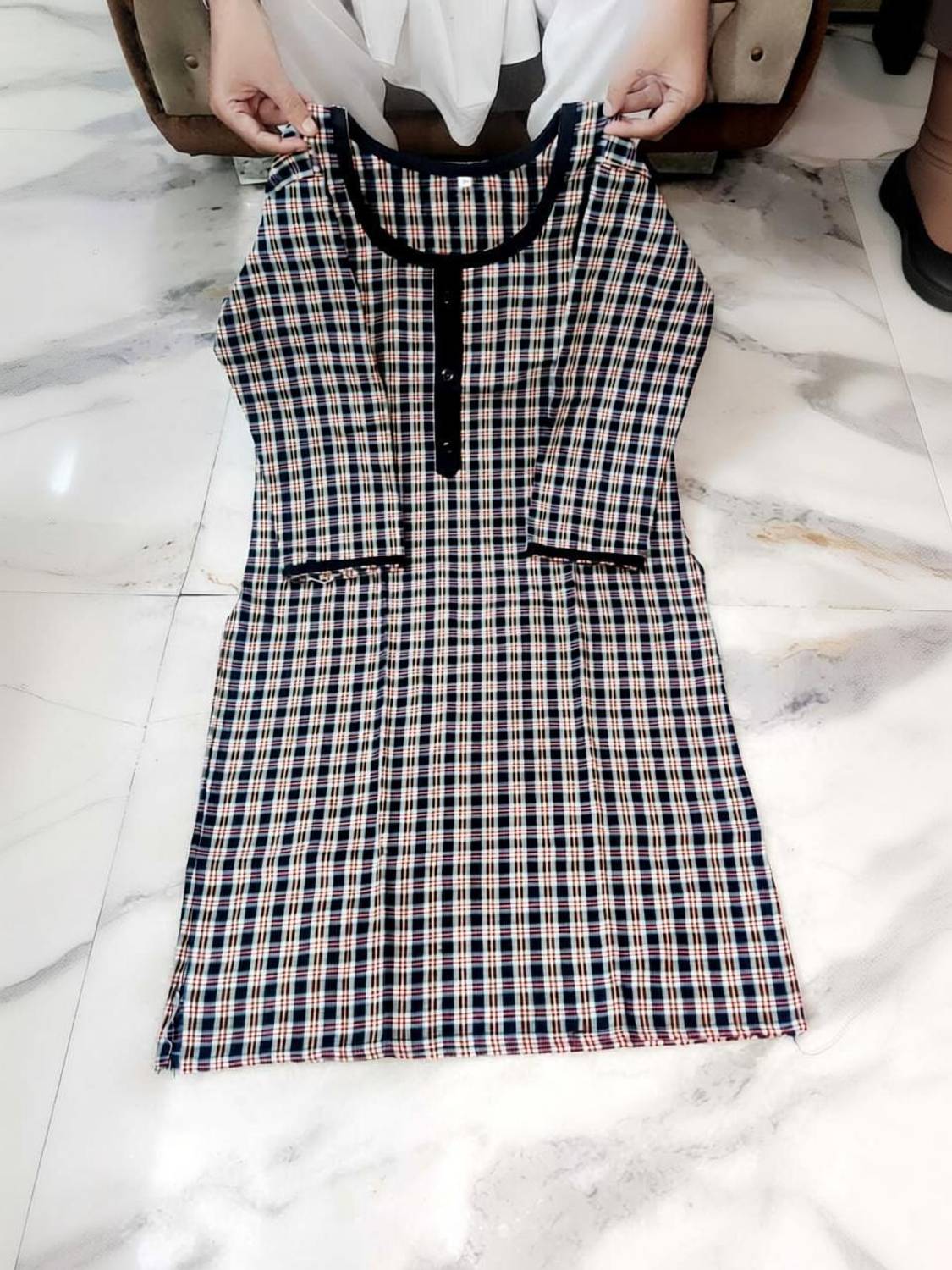 ACE COLLECTION Women Checkered Straight Kurta