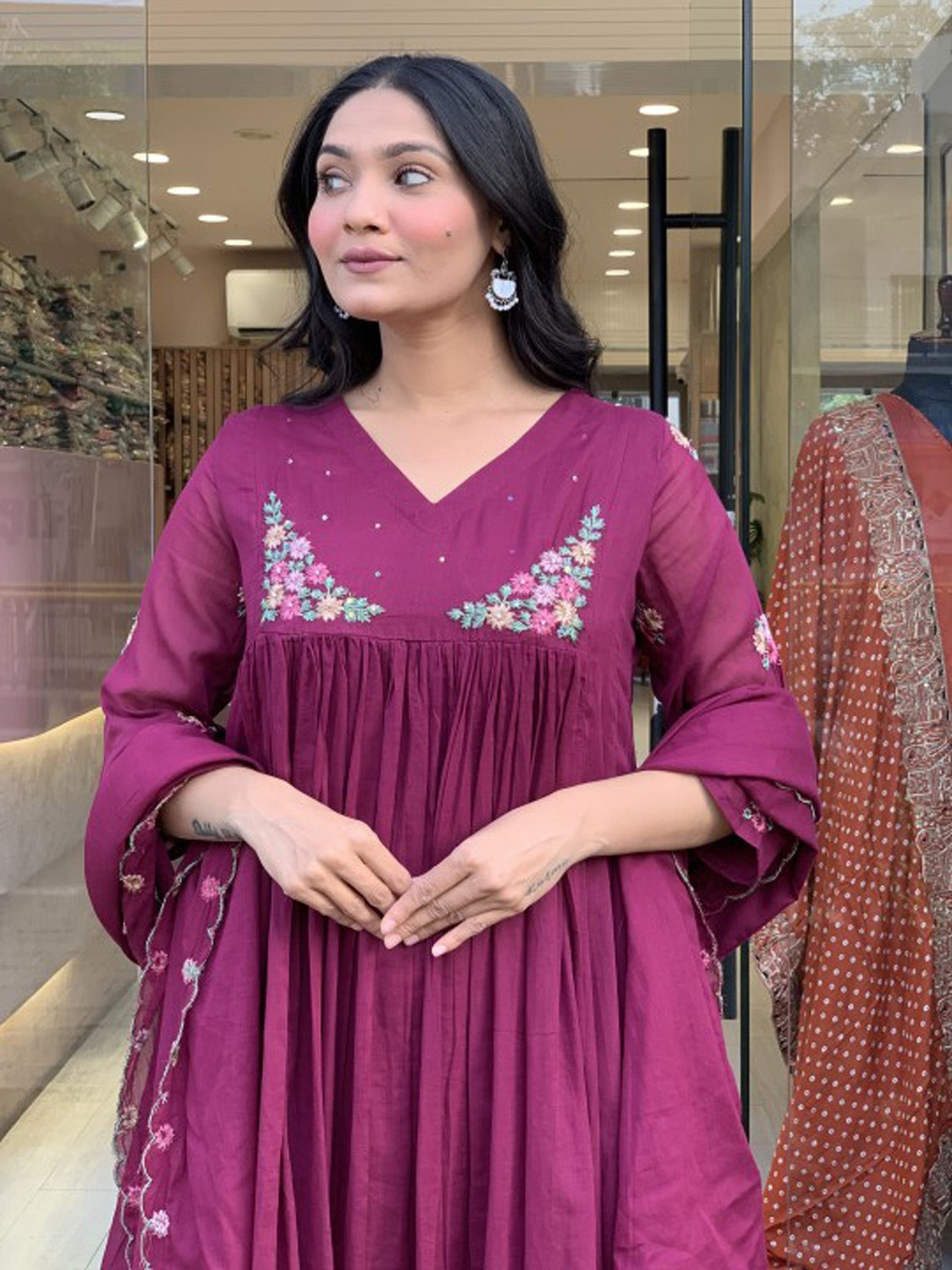 Image of Light Daisy Women Kurta Palazzo Dupatta Set