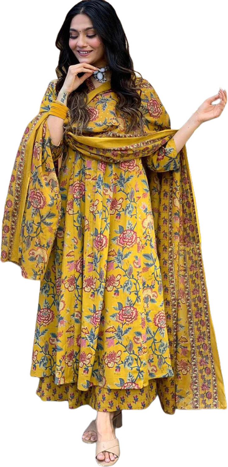 Image of BAMSOM WEAR Women Kurti Palazzo Dupatta Set