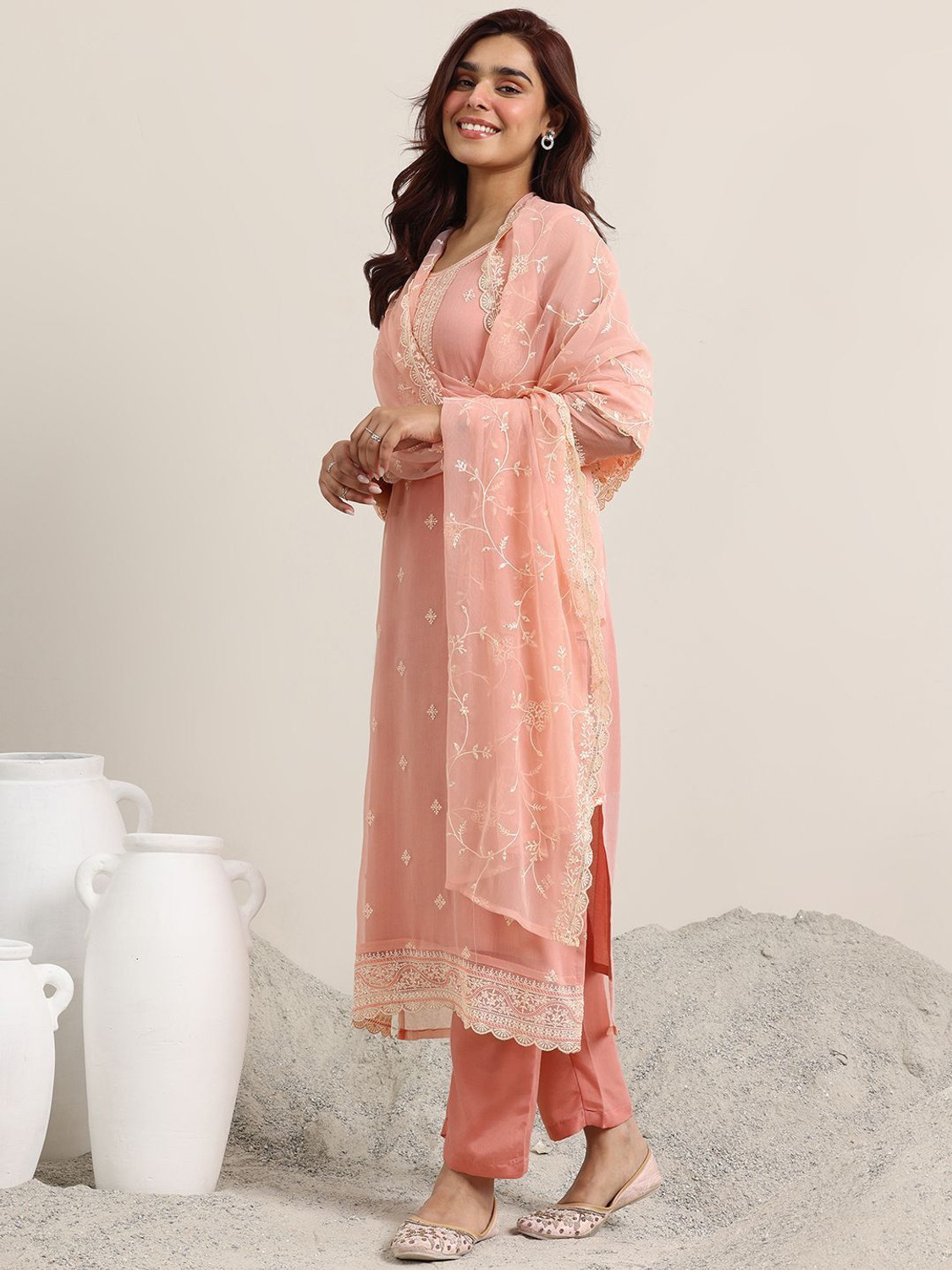 Image of LIBAS Women Kurta Palazzo Dupatta Set