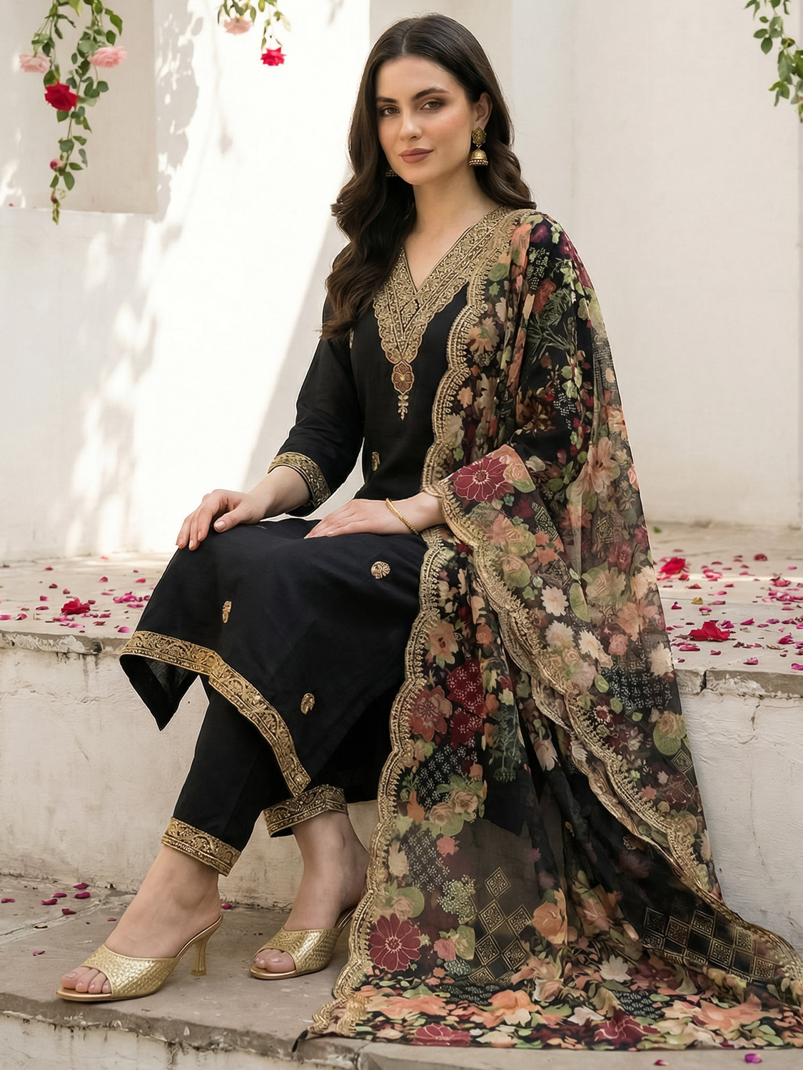 Image of Indo Era Women Kurta Pant Dupatta Set