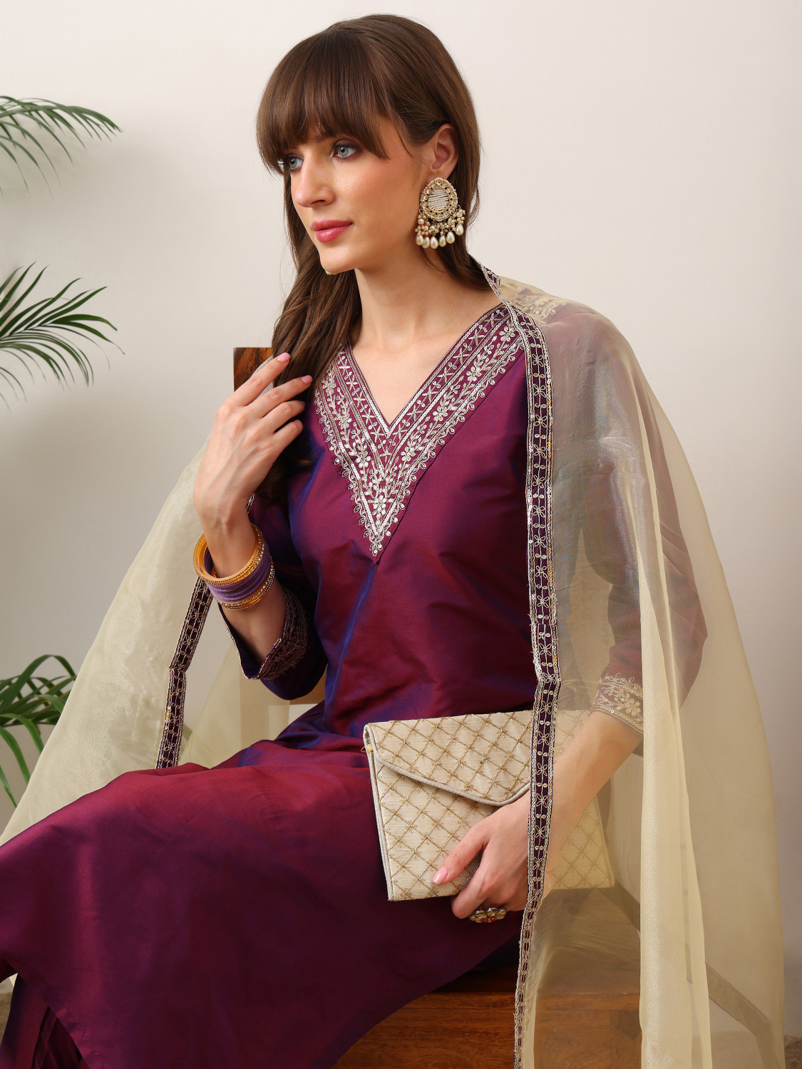 Image of FabFairy Women Kurta Pant Dupatta Set