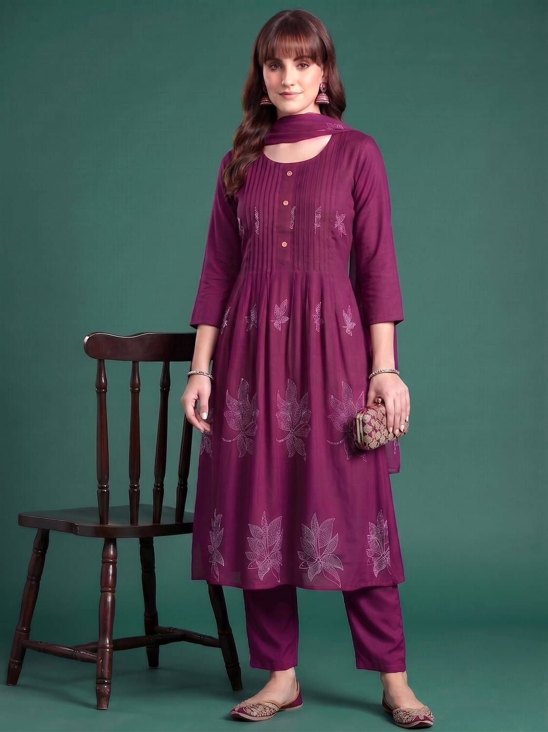 JAINICA Women Kurta Pant Attached Dupatta Set