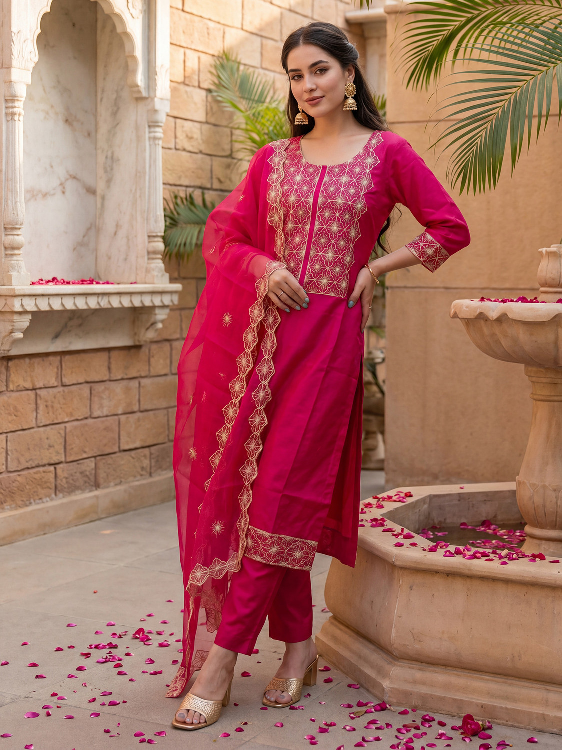Image of Indo Era Women Kurta Pant Dupatta Set