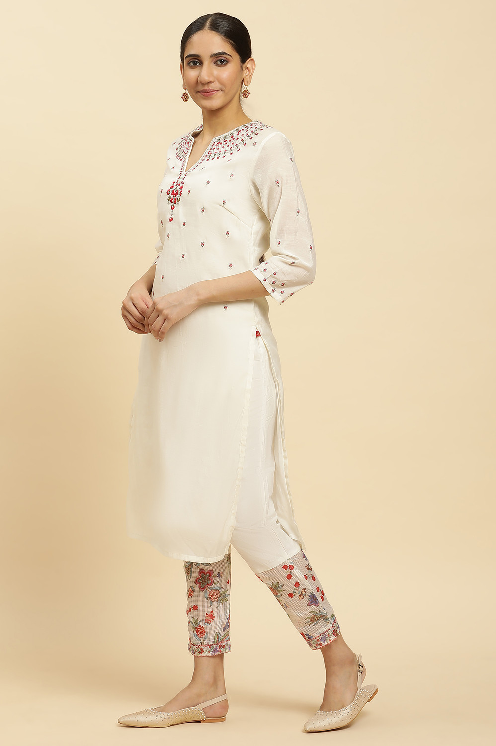 Image of Women Viscose Rayon Kurta Pant Dupatta Set