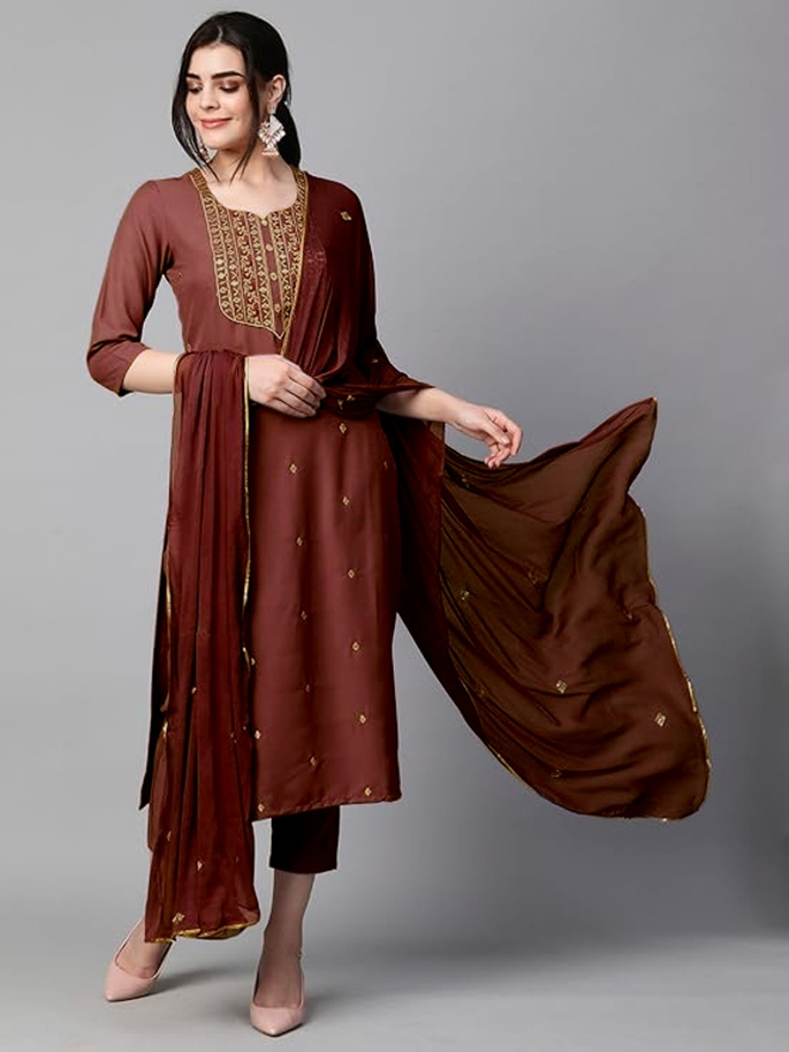 Image of HF HOLYDAY FASHION Women Kurta Pant Dupatta Set