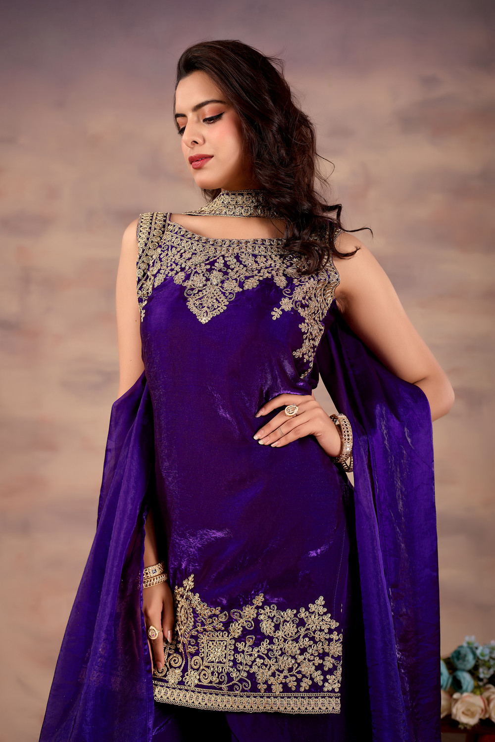 Image of CultureLooks Women Ethnic Top Sharara Dupatta Set