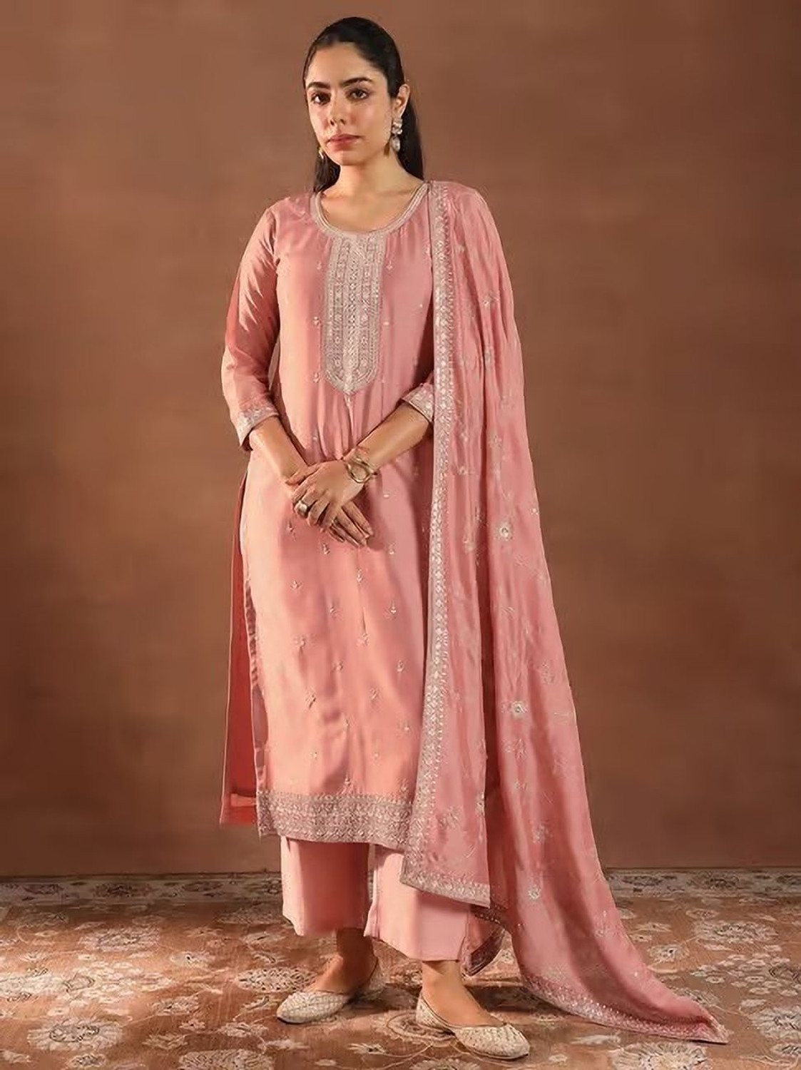 Image of Genrik Women Kurta Pant Dupatta Set