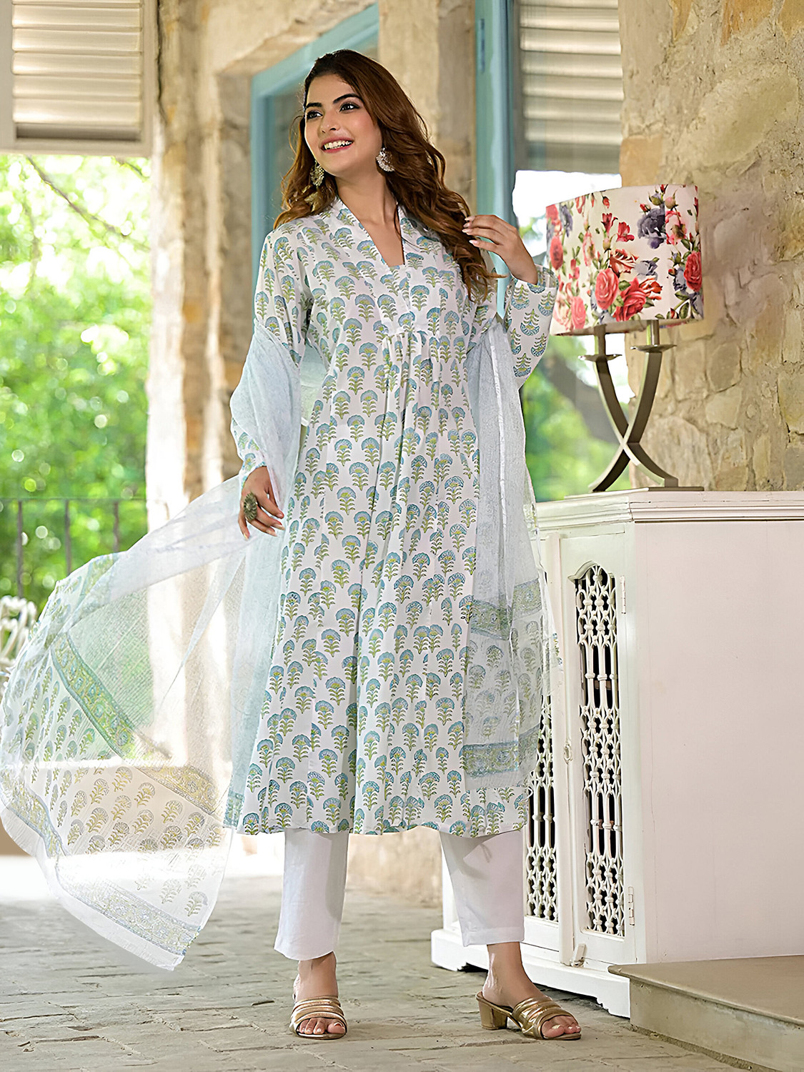 Image of EthnicBasket Women Kurta Pant Dupatta Set