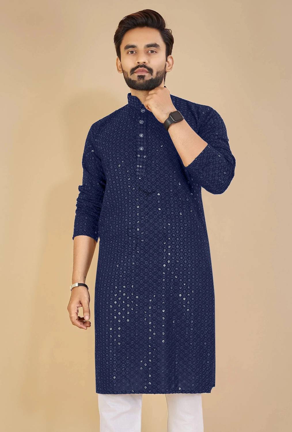 ORIFAB Men Embroidered Straight Kurta