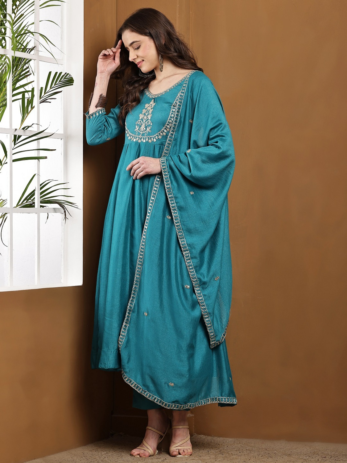 Image of dharmkunj Women Kurta Pant Dupatta Set
