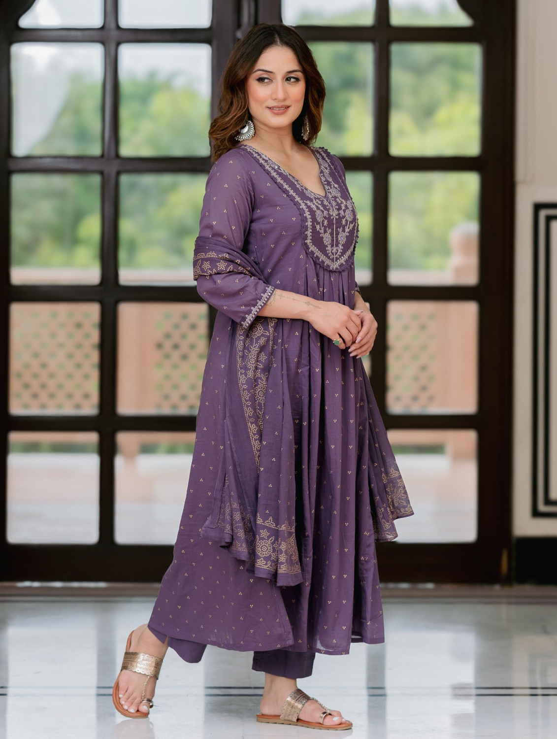 Image of Arayna Women Kurta Palazzo Dupatta Set