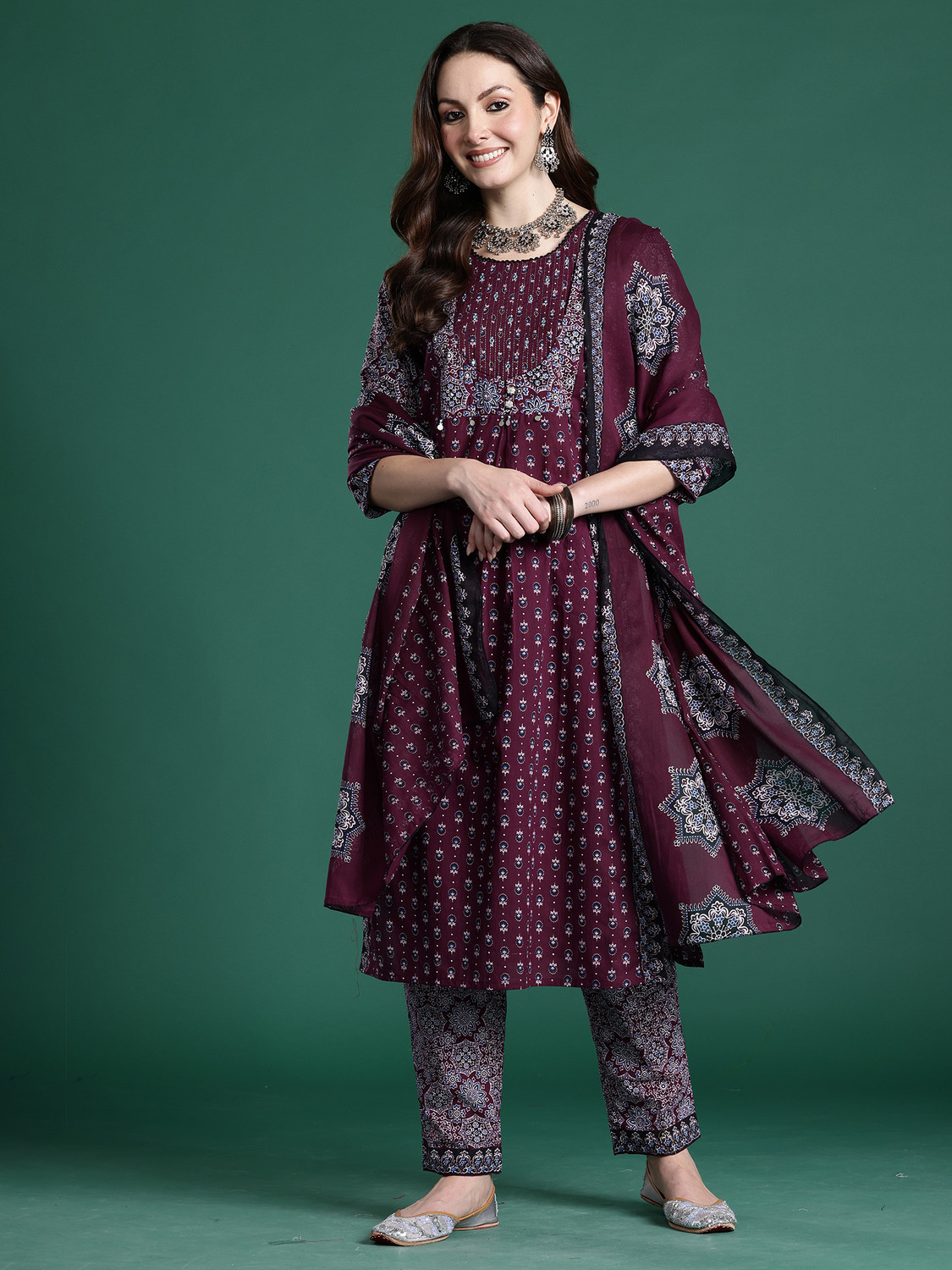 Image of Indo Era Women Kurta Pant Dupatta Set