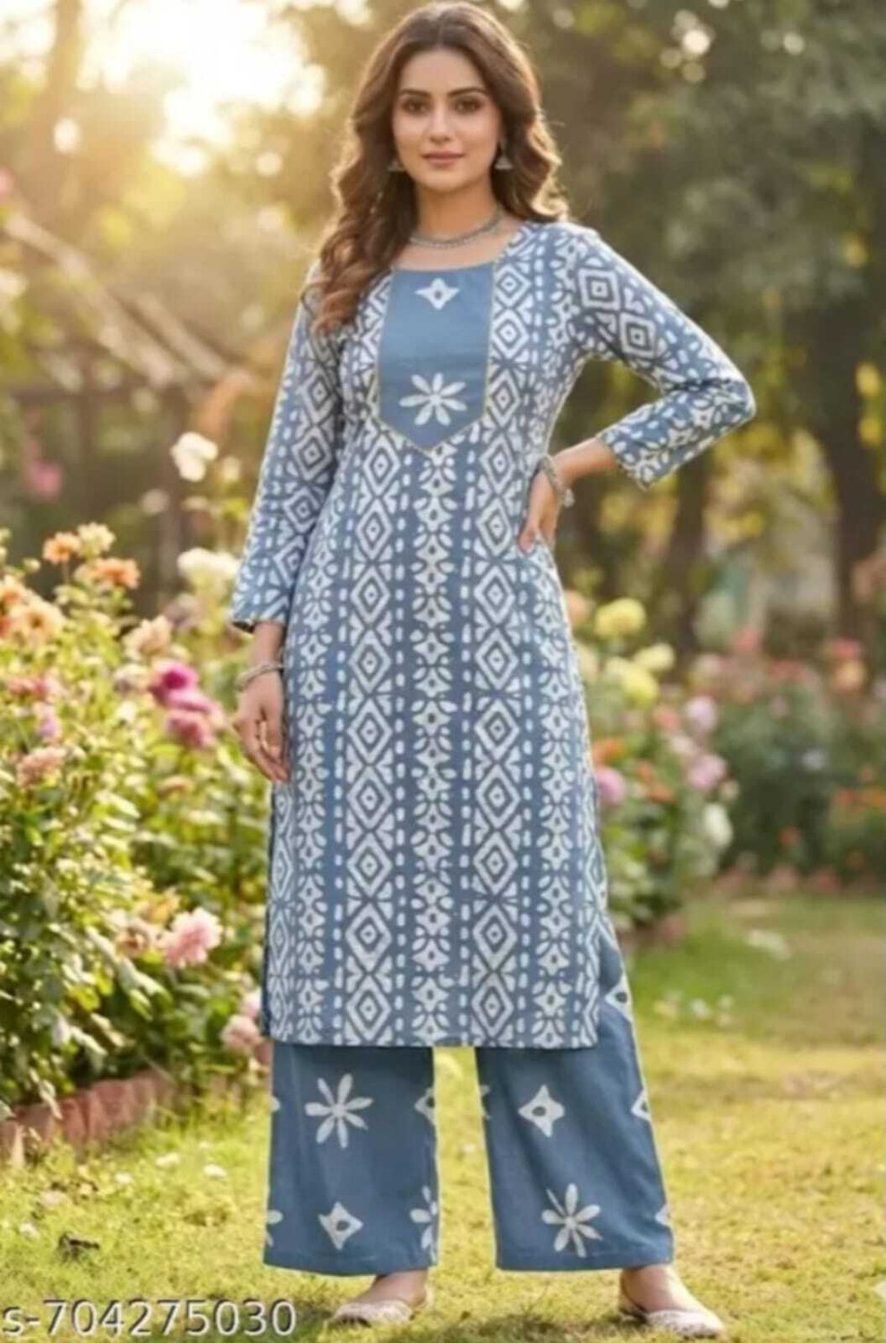 Image of IYISANS Women Cotton Blend Kurti Salwar Set